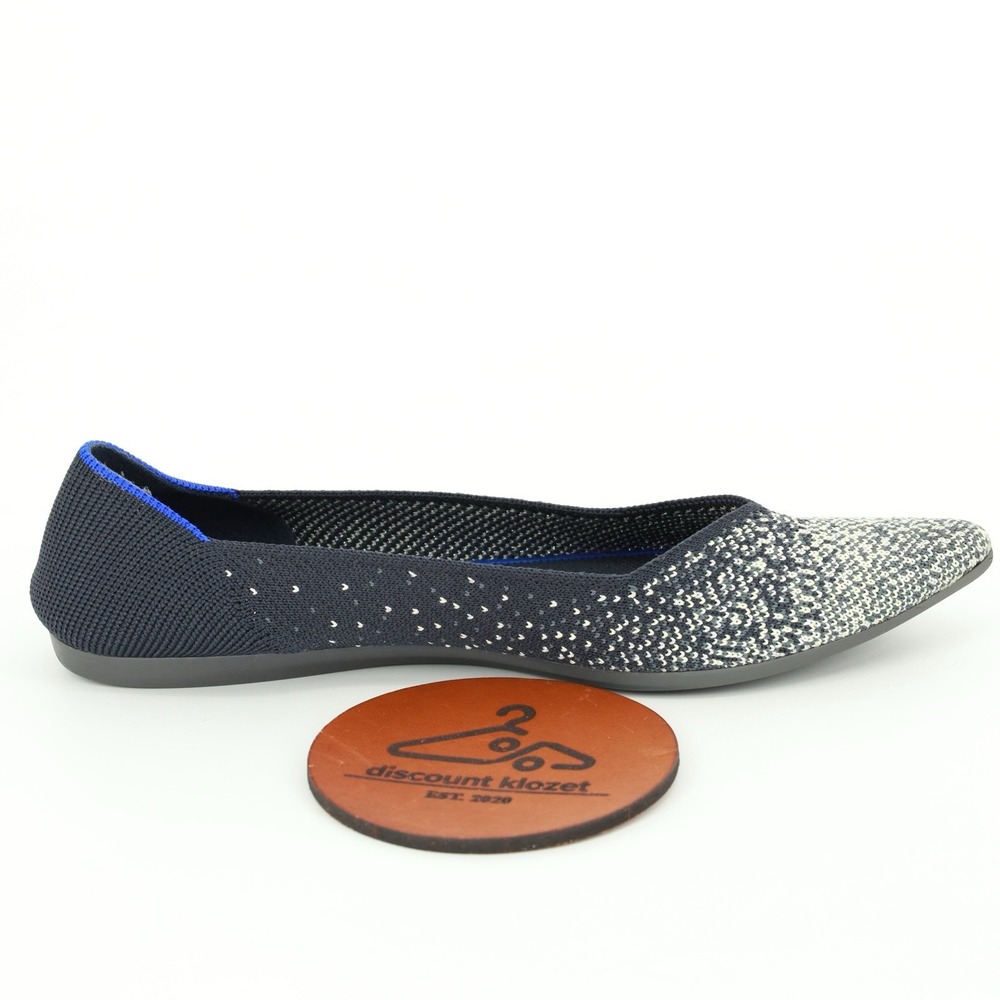 Rothy's Point Midnight Black Sparkle Pointed Toe Ballet Flats Retired‎ Size 8